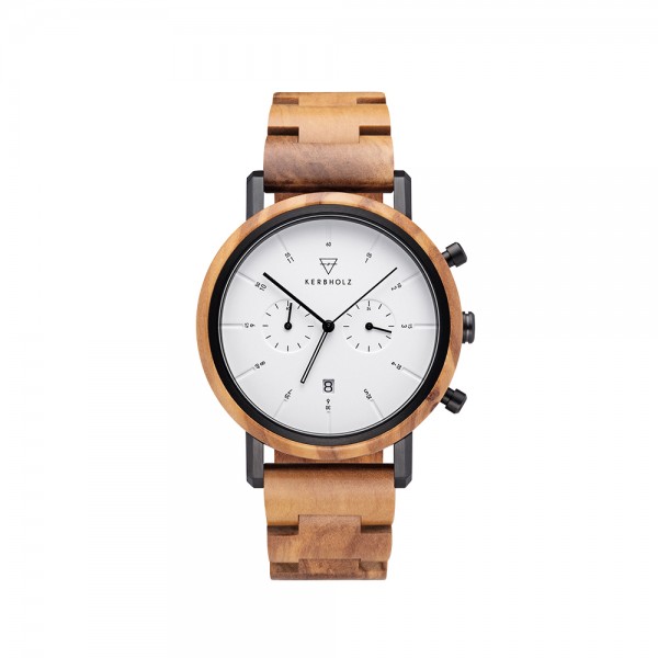 Herrenuhr analog Johann/Olivewood/Black Edelstahl/Holz