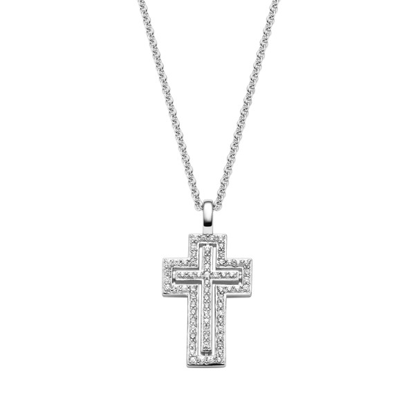 Collier mit Behang Kreuz 925 Ag rhodiniert