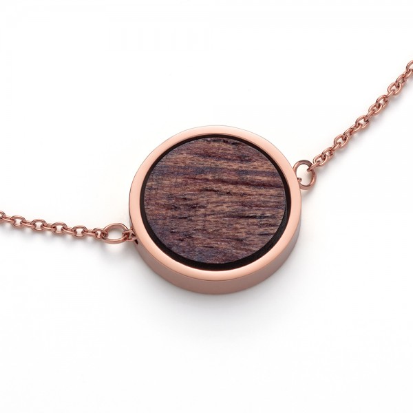 Collier ohne Stein Circle Necklage Rosewood Roseg. Edelstahl/Holz