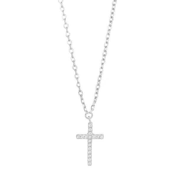 Collier Mehrsteiner Kreuz 925 Ag rhodiniert