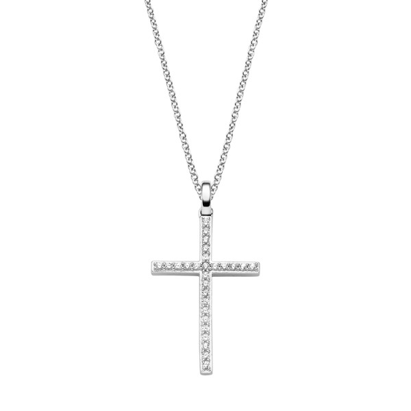 Collier mit Behang Kreuz 925 Ag rhodiniert